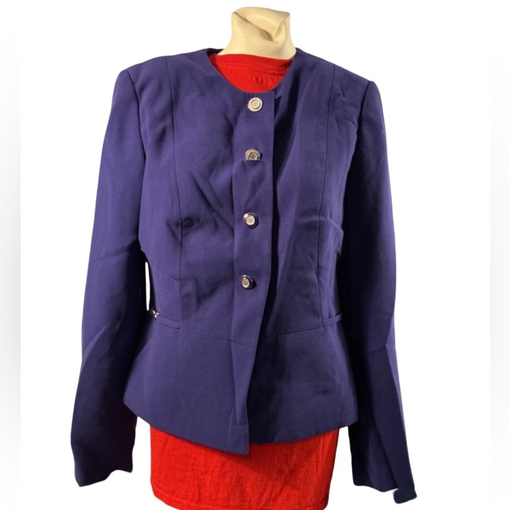 Purple Women's Tailored Button-Front Jacket and skirt set